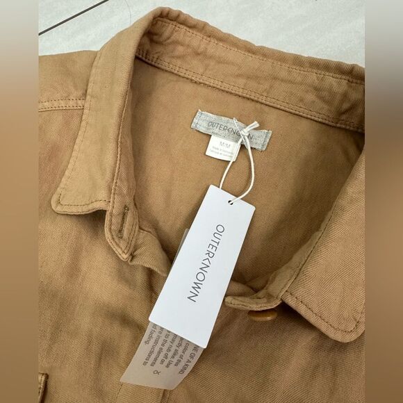 NWT Outerknown SEA Brown Cotton Linen Blend Short Sleeve Utility Jumpsuit Med - Picture 8 of 10